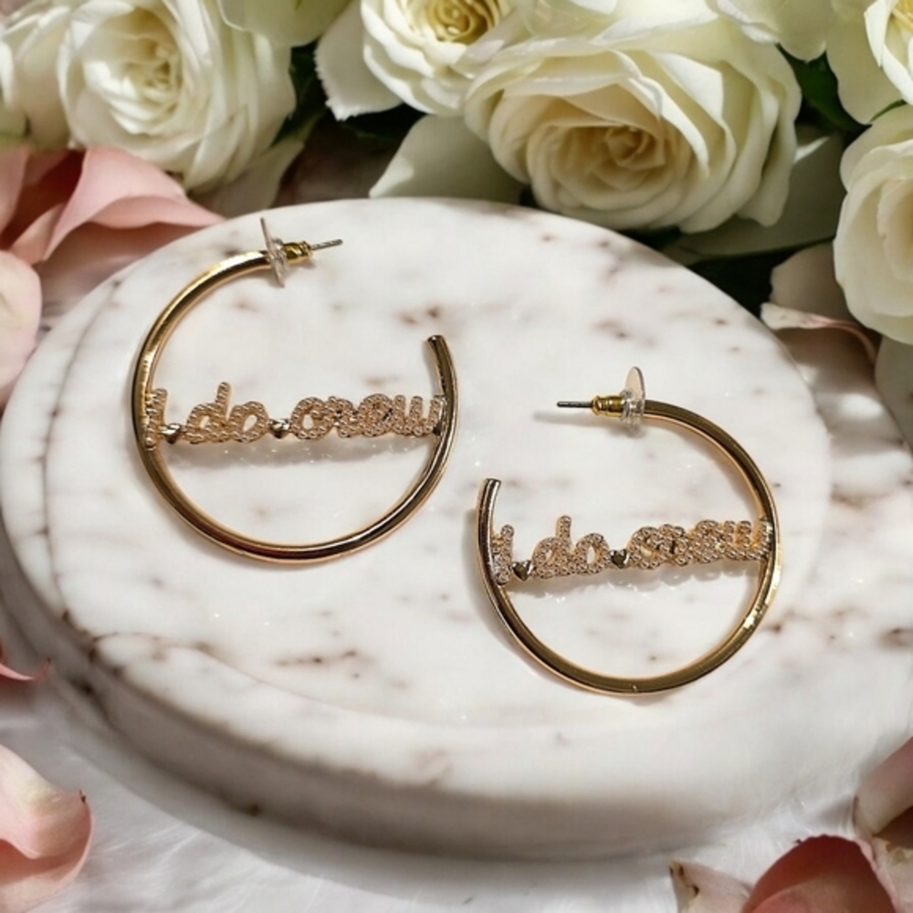 NEW‎ Women's Bride Wedding I Do Crew Hoop Fashion Earrings